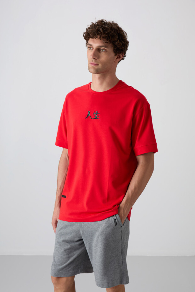Fiesta Pamuklu Kalın Yumuşak Dokulu Oversize Fit Baskılı Erkek T-Shirt - 88342 - 1