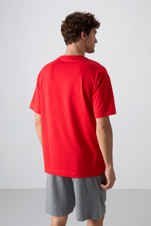 Fiesta Pamuklu Kalın Yumuşak Dokulu Oversize Fit Baskılı Erkek T-Shirt - 88342 - 5