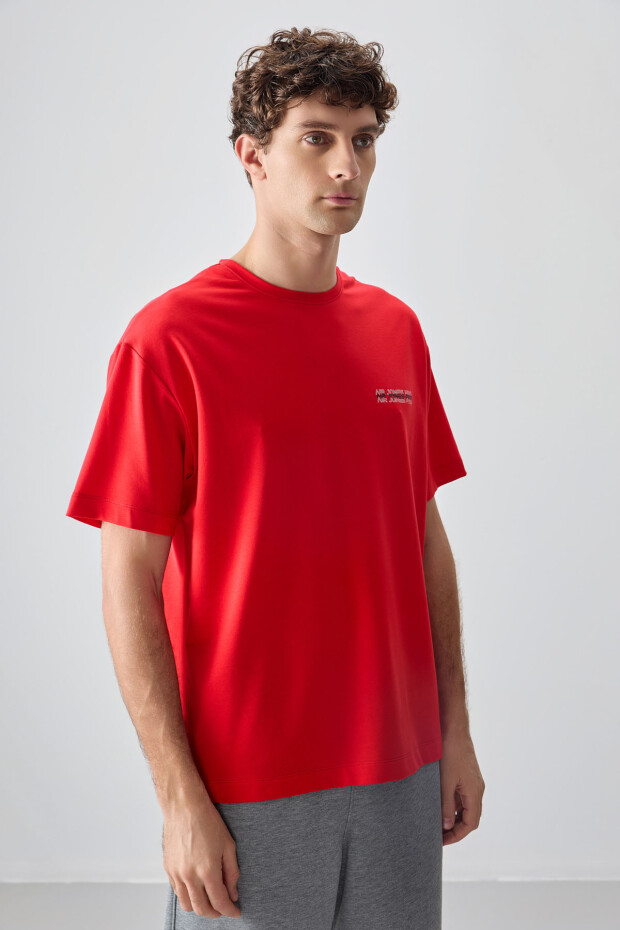 Fiesta Pamuklu Kalın Yumuşak Dokulu Oversize Fit Baskılı Erkek T-Shirt - 88375 - 4