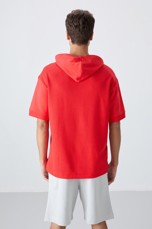 Fiesta Pamuklu Kalın Yüzeyi Dokulu Oversize Fit Basic Erkek T-Shirt - 88335 - 5