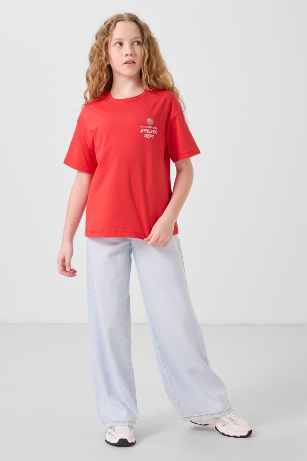 Fiesta Pamuklu O Yaka Rahat Form Fit Baskılı Kız Çocuk T-Shirt - 75178 - 2