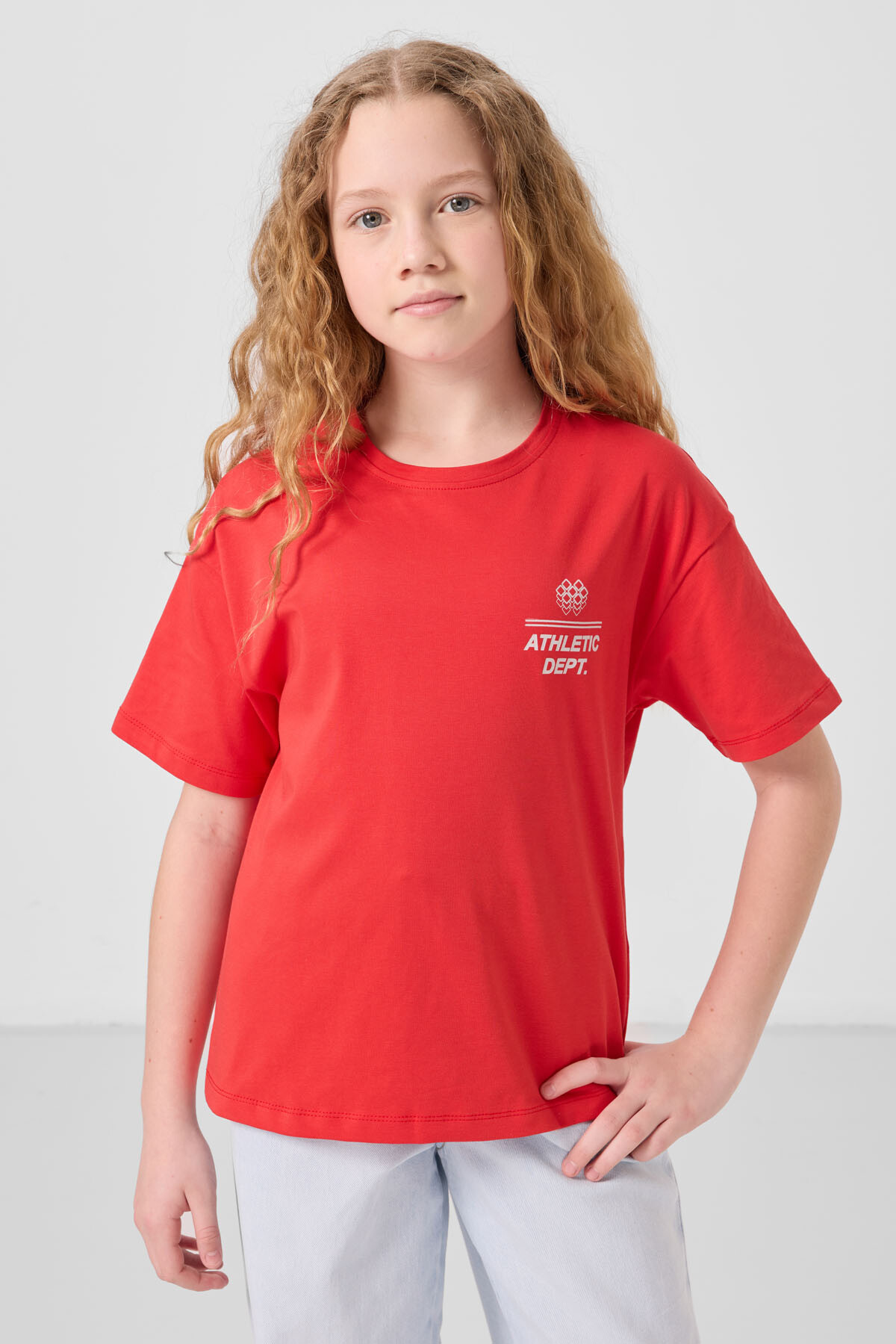 Fiesta Pamuklu O Yaka Oversize Fit Baskılı Kız Çocuk T-Shirt - 75178 - TOMMYLIFE