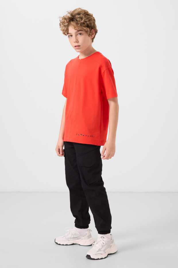 Fiesta Pamuklu Yumuşak Dokulu Oversize Basic Erkek Çocuk T-Shirt - 11297 - 2