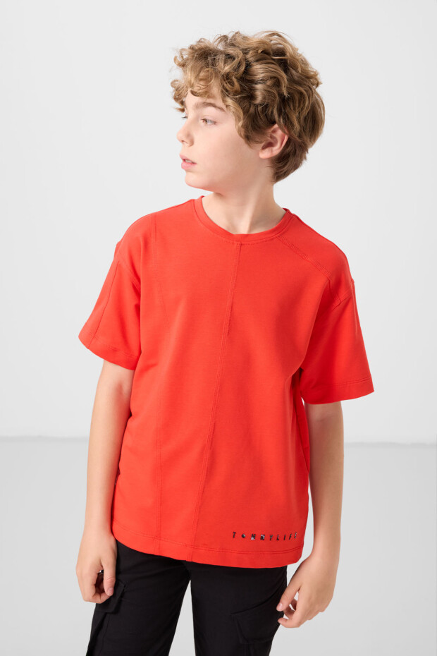 Fiesta Pamuklu Yumuşak Dokulu Oversize Basic Erkek Çocuk T-Shirt - 11297 - 1