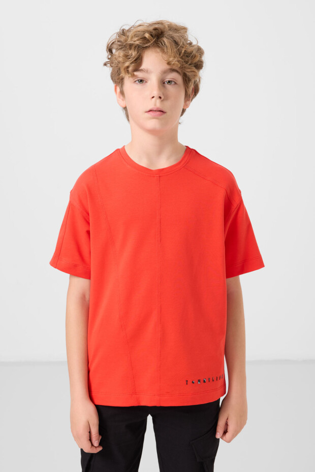 Fiesta Pamuklu Yumuşak Dokulu Oversize Basic Erkek Çocuk T-Shirt - 11297 - 4
