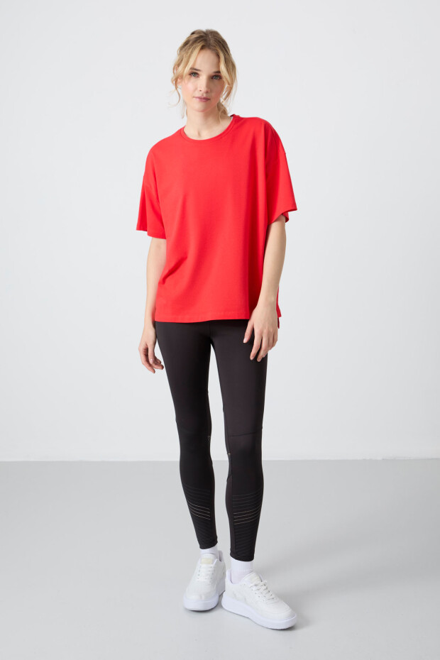 Fiesta Penye Modal Yumuşak Tuşeli Oversize Fit Basic Kadın T-Shirt- 97285 - 2