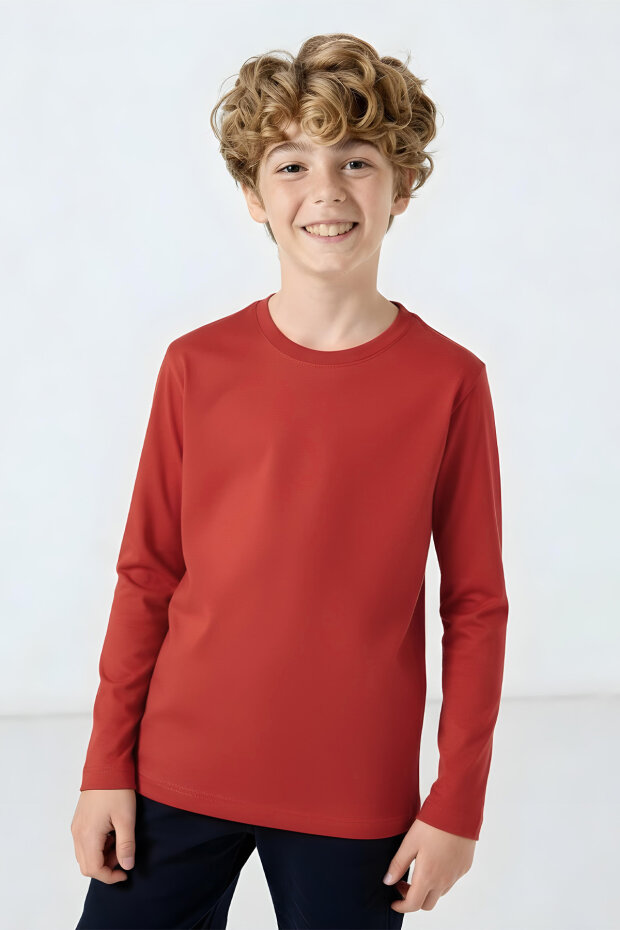 Fiesta O Yaka Standart Fit Basic Uzun Kollu Unisex Çocuk T-Shirt - 11329 - 3