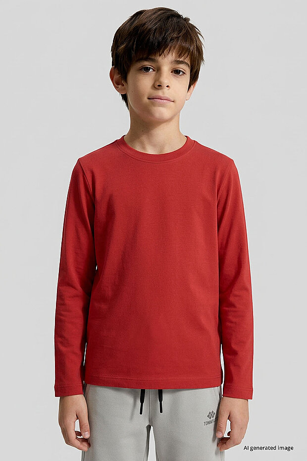 Fiesta O Yaka Standart Fit Basic Uzun Kollu Unisex Çocuk T-Shirt - 11329 - 1