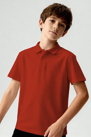Fiesta Polo Yaka Standart Fit Basic Unisex Çocuk T-Shirt - 11330 - TOMMYLIFE (1)