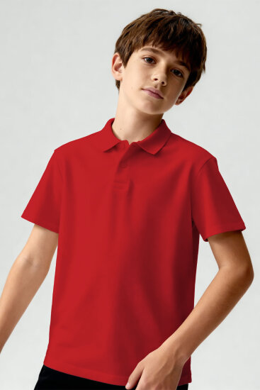 Fiesta Polo Yaka Standart Fit Basic Unisex Çocuk T-Shirt - 11330 - TOMMYLIFE