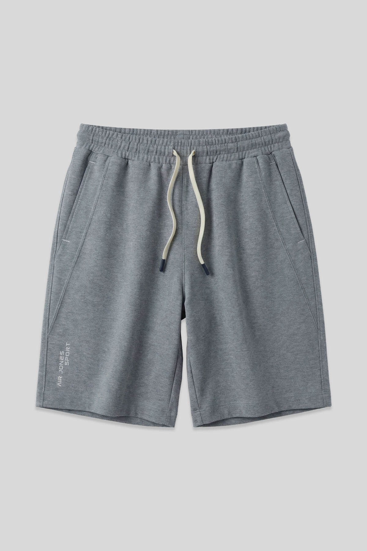 Gri Melanj Pamuklu Kalın Yumuşak Dokulu Standart Fit Basic Erkek Şort - 81278 - Air Jones