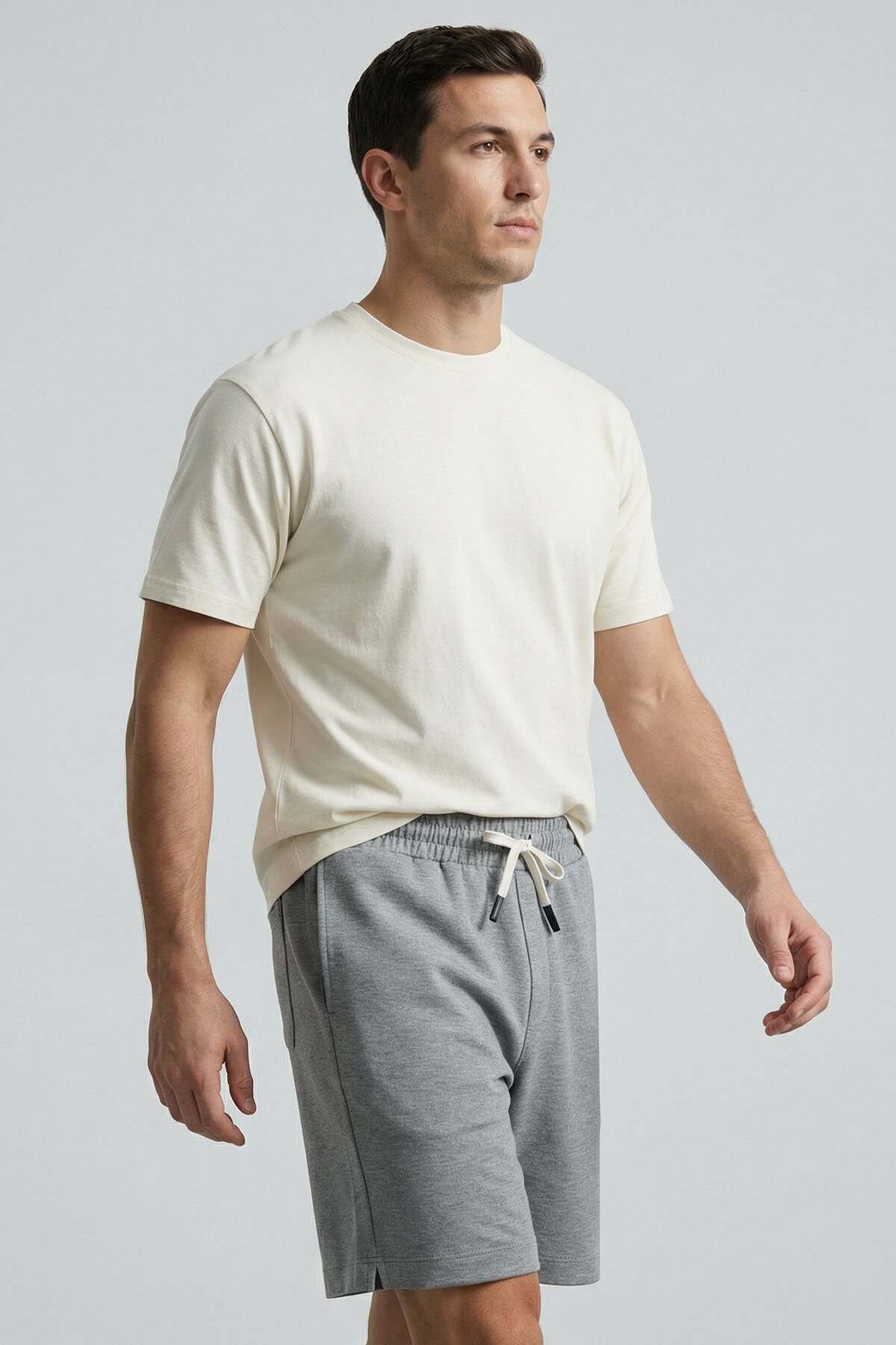 Gri Melanj Standart Fit Basic Arka Cepli Erkek Şort - 81314 - TOMMYLIFE (1)