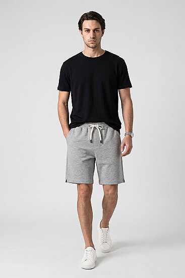 Gri Melanj Standart Fit Basic Arka Cepli Erkek Şort - 81314 