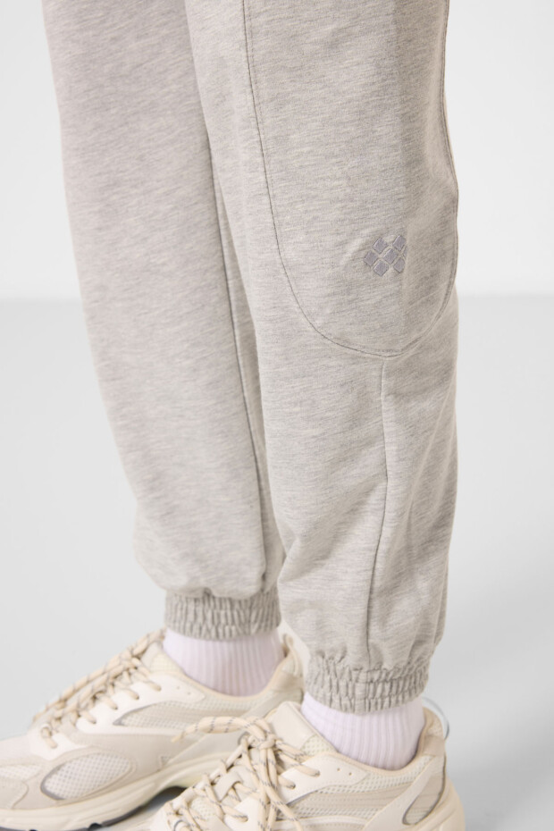 Gri Melanj O Yaka Basic Oversize Kadın Eşofman Tunik Takım - 95347 - 3