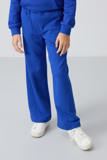 Gece Mavi Pamuklu İçi Tüylü Yumuşak Dokulu Standart Fit Nakışlı Kız Çocuk Eşofman Takım - 75162 - TOMMYLIFE (1)