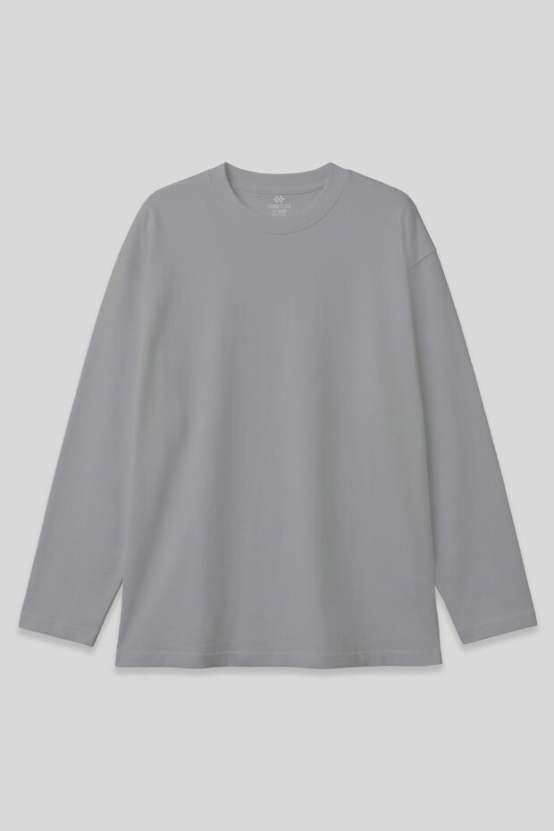 Gri O Yaka Rahat Form Battal Büyük Beden Uzun Kollu Erkek T-Shirt - 88107 - 1