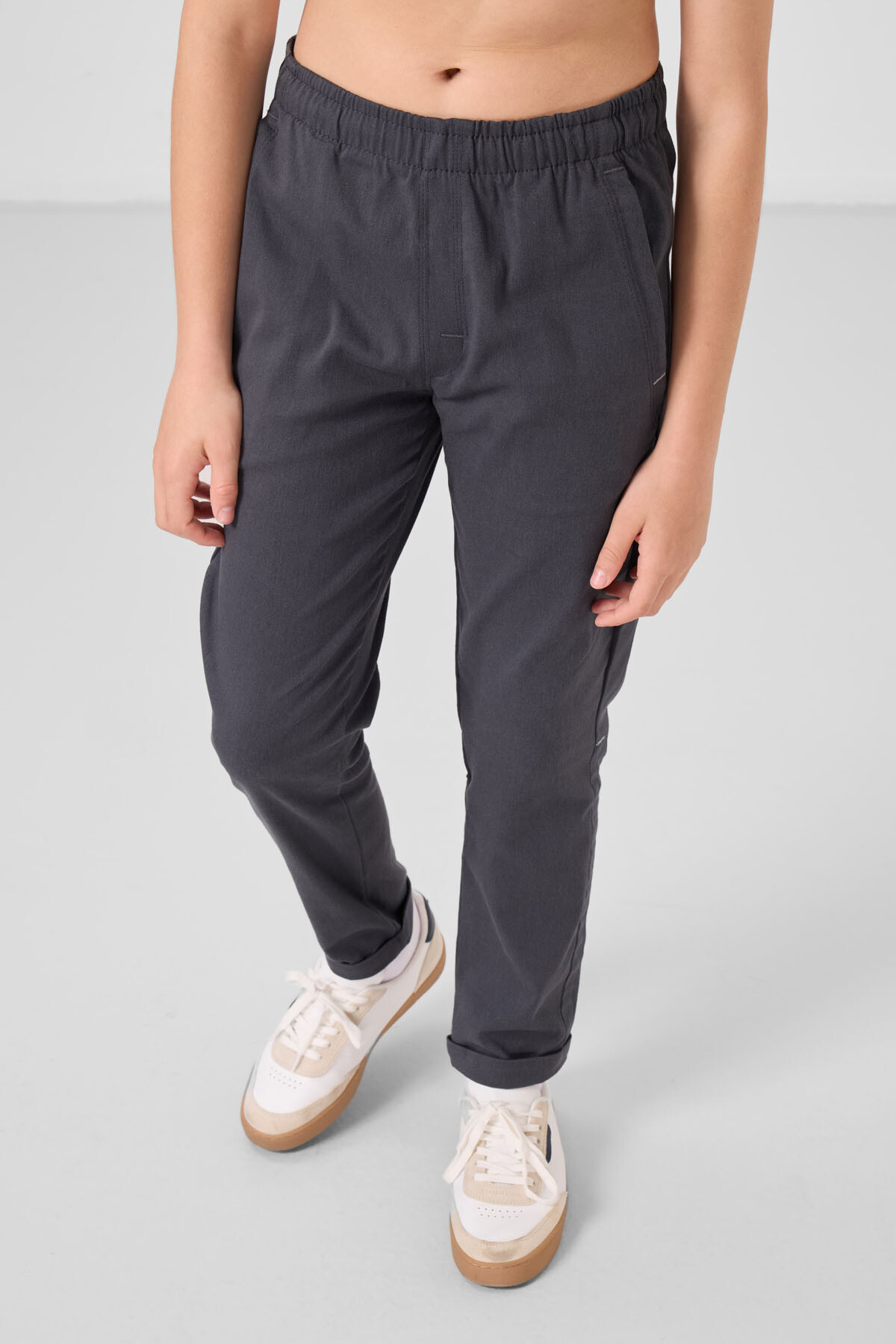 Gri Standart Fit Dokuma Hafif Esnek Chino Erkek Çocuk Pantolon - 11272 - TOMMYLIFE (1)