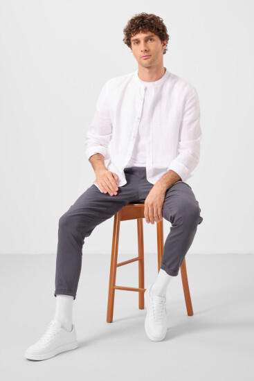 Gri Standart Fit Dokuma Hafif Esnek Chino Erkek Pantolon - 82178 - Thumbnail