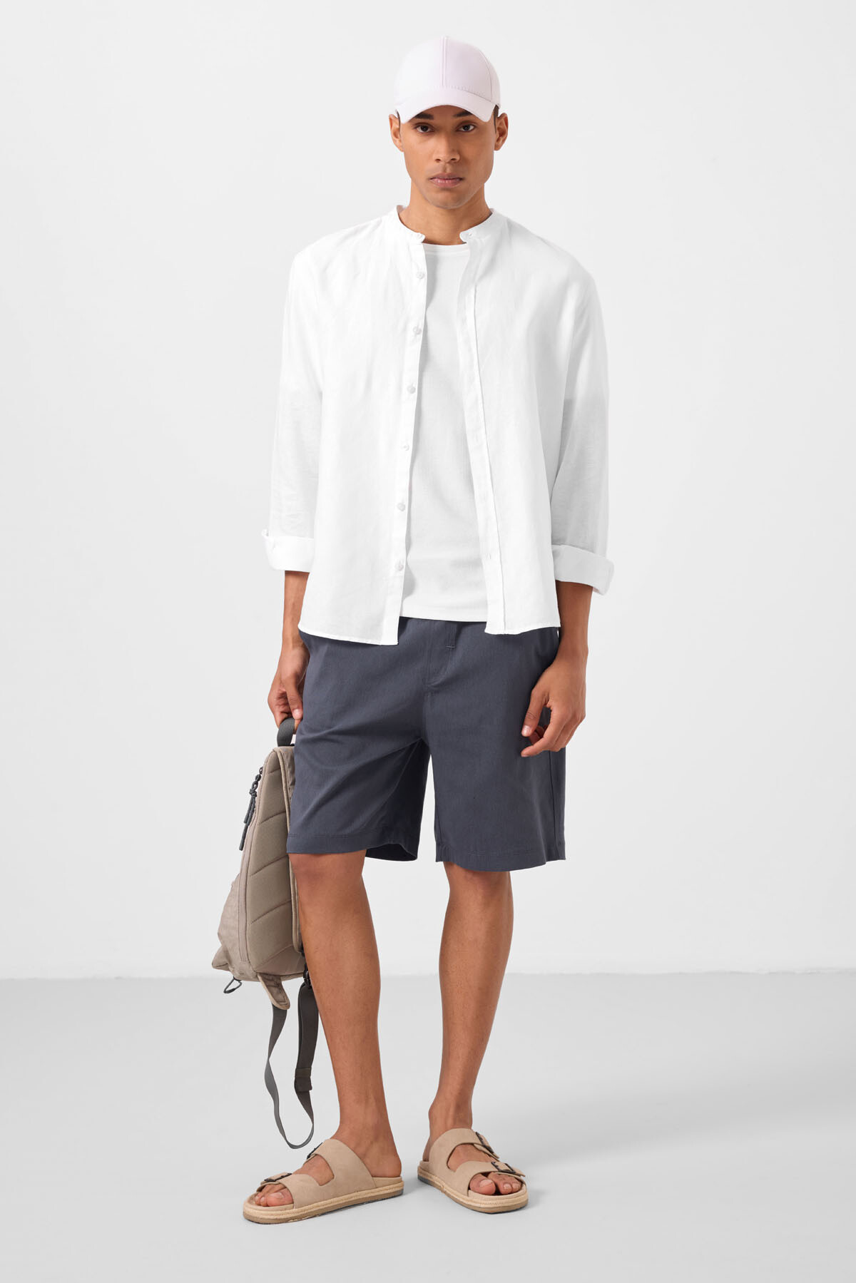 Gri Standart Fit Dokuma Hafif Esnek Chino Erkek Şort - 81291 - TOMMYLIFE