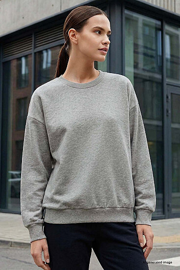 Gri Melanj Basic O Yaka Oversize Kadın Sweatshirt - 97053 