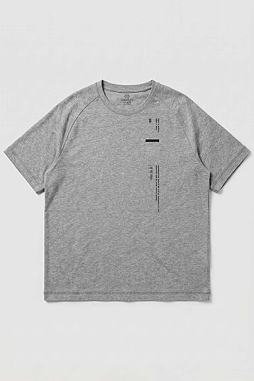 Gri Melanj Baskılı Battal Büyük Beden Kısa Kollu Erkek T-Shirt - 88465 