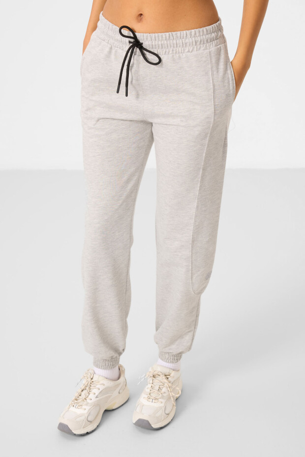 Gri Melanj O Yaka Basic Oversize Kadın Eşofman Tunik Takım - 95347 - 5