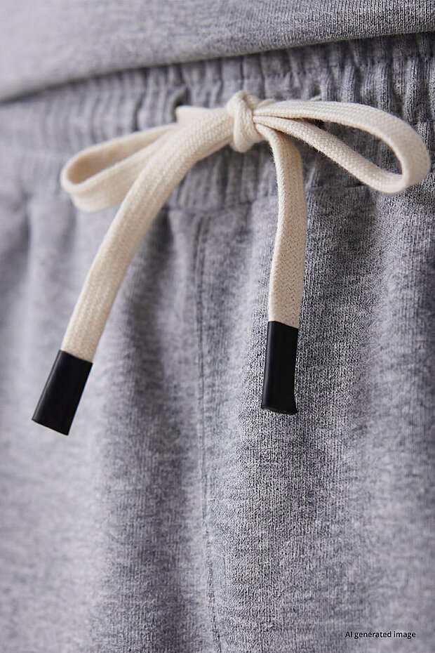 Gri Melanj Oversize Fit Basic Erkek Şort Takım - 85292 - 5