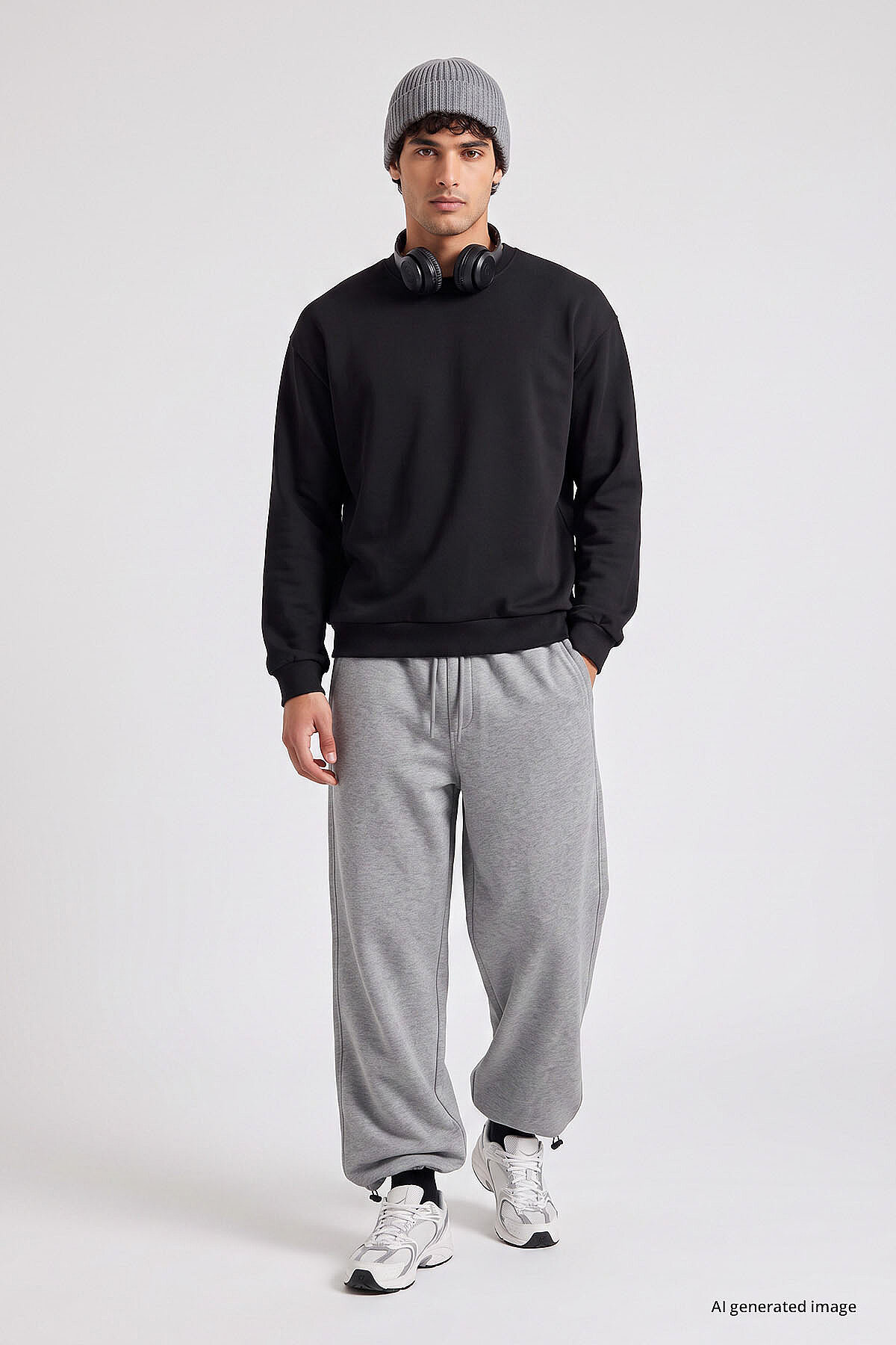 Gri Melanj Lastikli Erkek Baggy Eşofman Alt - 82200 - TOMMYLIFE