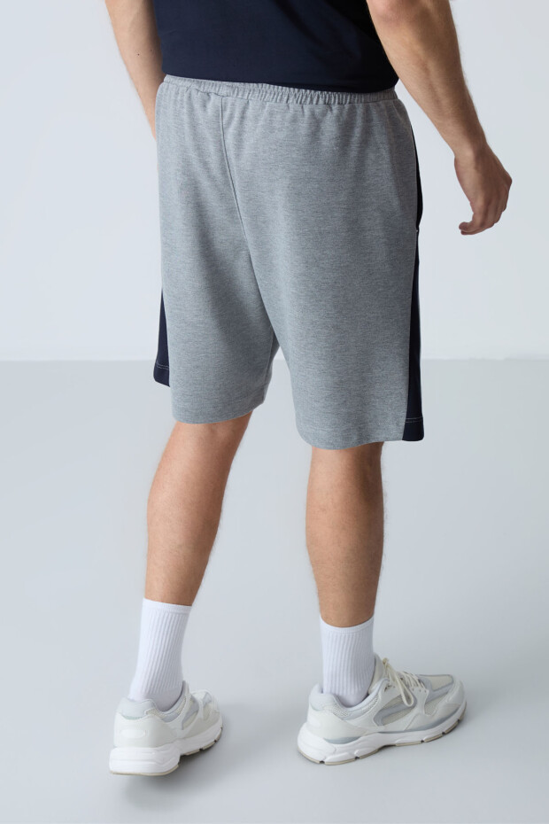 Gri Melanj Pamuklu Kalın Yumuşak Dokulu Standart Fit Basic Erkek Şort - 81280 - 6
