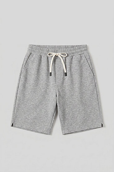 Gri Melanj Standart Fit Basic Arka Cepli Erkek Şort - 81314 