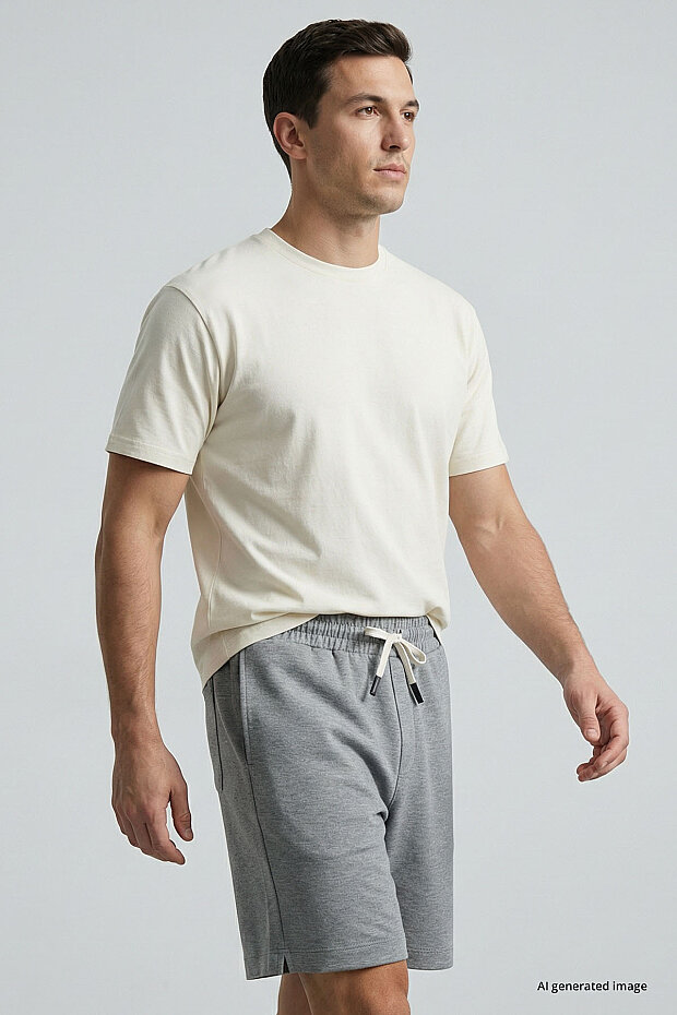 Gri Melanj Standart Fit Basic Arka Cepli Erkek Şort - 81314 - 2
