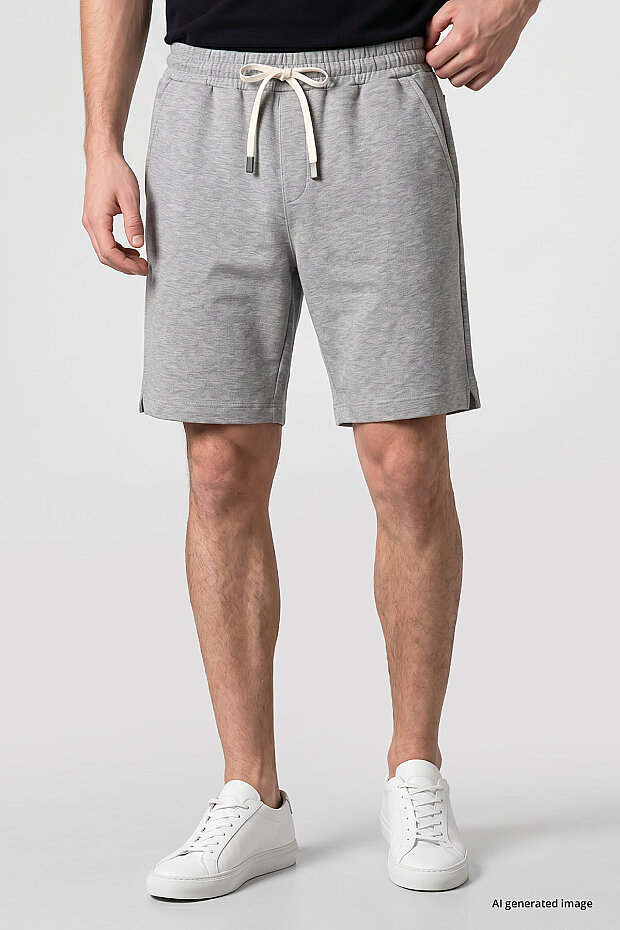Gri Melanj Standart Fit Basic Arka Cepli Erkek Şort - 81314 - 3
