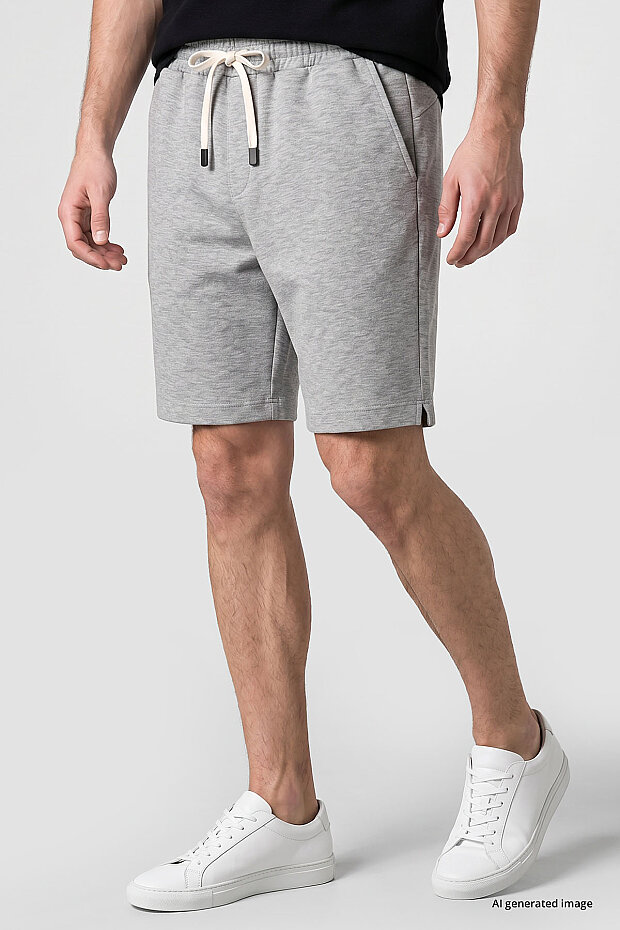 Gri Melanj Standart Fit Basic Arka Cepli Erkek Şort - 81314 - 6