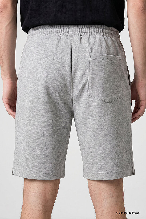 Gri Melanj Standart Fit Basic Arka Cepli Erkek Şort - 81314 - 8
