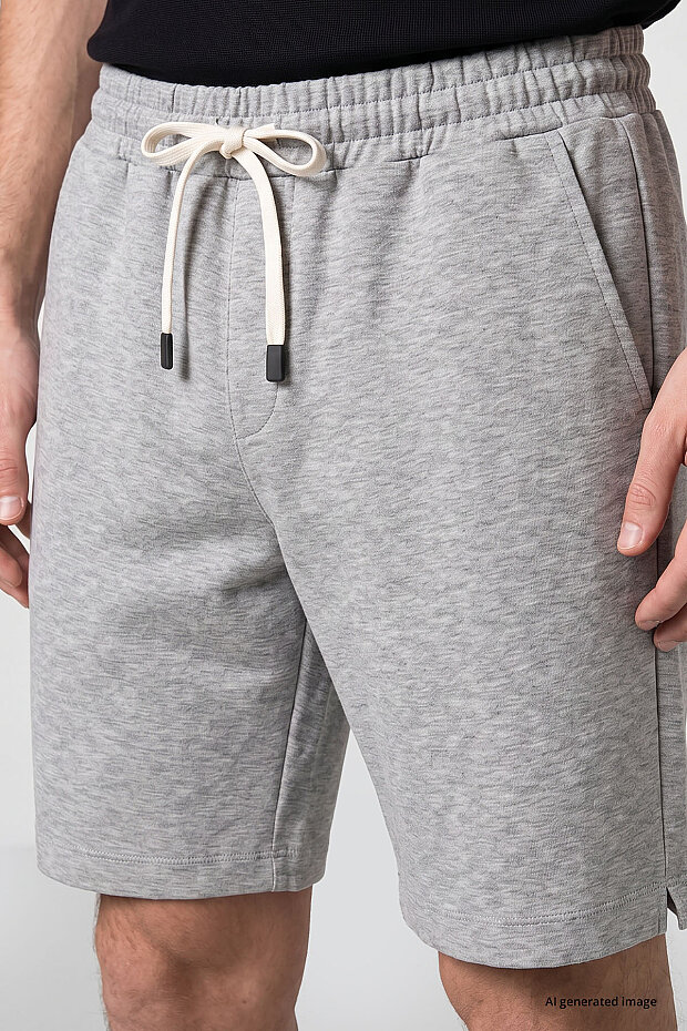 Gri Melanj Standart Fit Basic Arka Cepli Erkek Şort - 81314 - 4