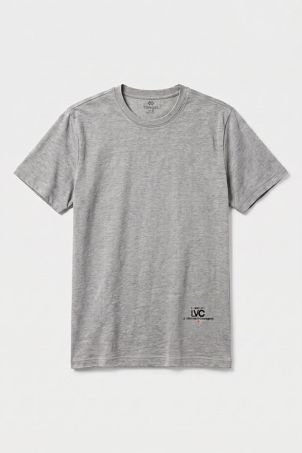 Gri Melanj Standart Fit Baskılı Kısa Kollu Erkek T-Shirt - 88440 - 1