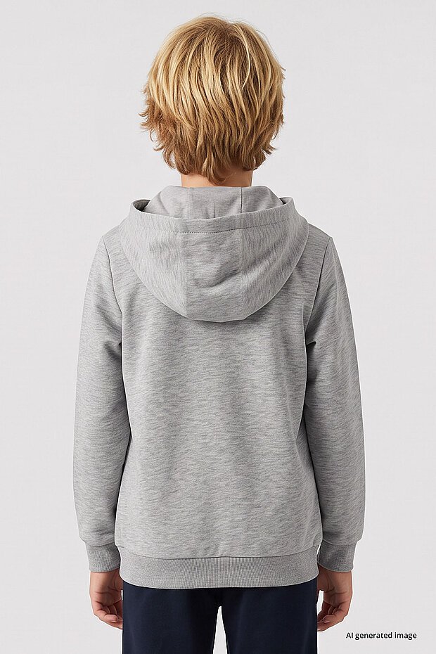 Gri Melanj Standart Kalıp Basic Erkek Çocuk Sweatshirt - 11336 - 7