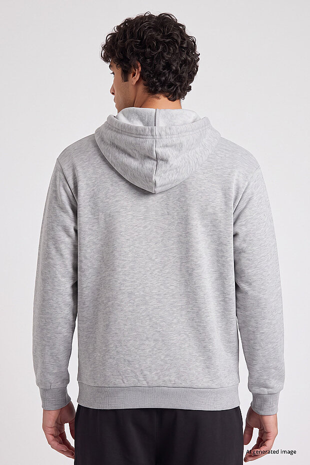 Gri Melanj Standart Kalıp Basic Erkek Sweatshirt - 88513 - 5