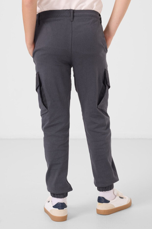 Gri Standart Fit Dokuma Hafif Esnek Chino Erkek Çocuk Pantolon - 11271 - 5