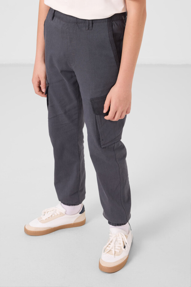 Gri Standart Fit Dokuma Hafif Esnek Chino Erkek Çocuk Pantolon - 11271 - 2
