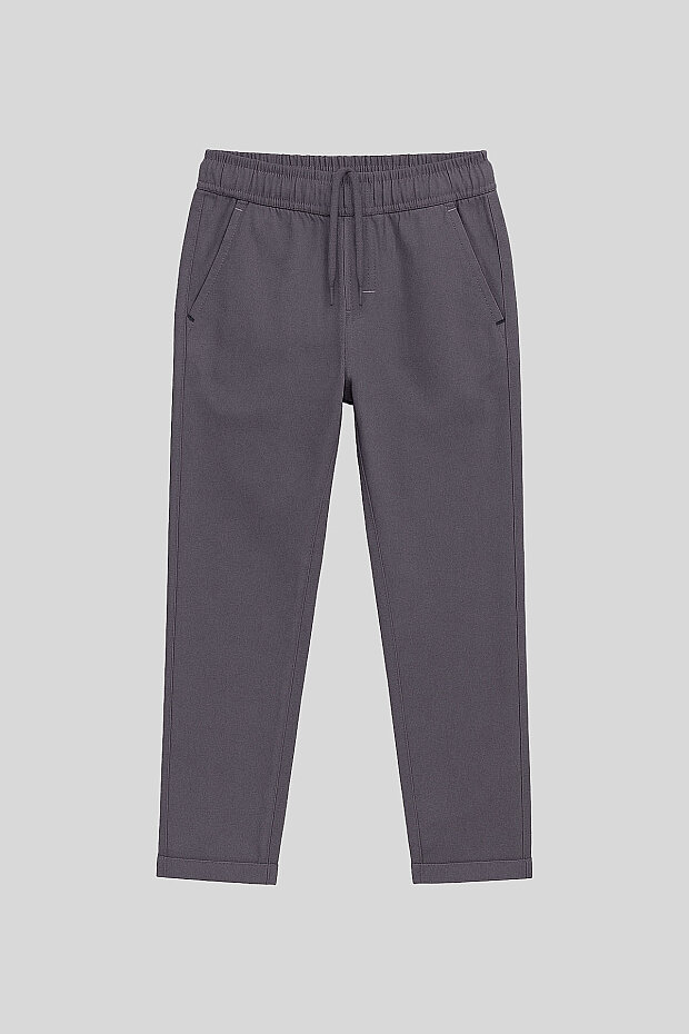 Gri Standart Fit Dokuma Hafif Esnek Chino Erkek Çocuk Pantolon - 11272 - 2