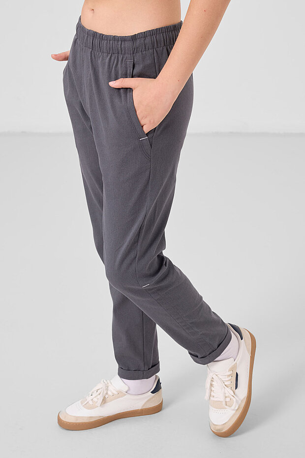 Gri Standart Fit Dokuma Hafif Esnek Chino Erkek Çocuk Pantolon - 11272 - 4