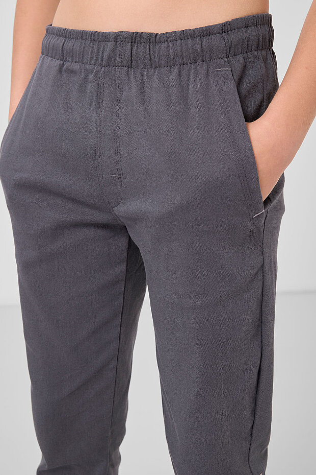 Gri Standart Fit Dokuma Hafif Esnek Chino Erkek Çocuk Pantolon - 11272 - 5