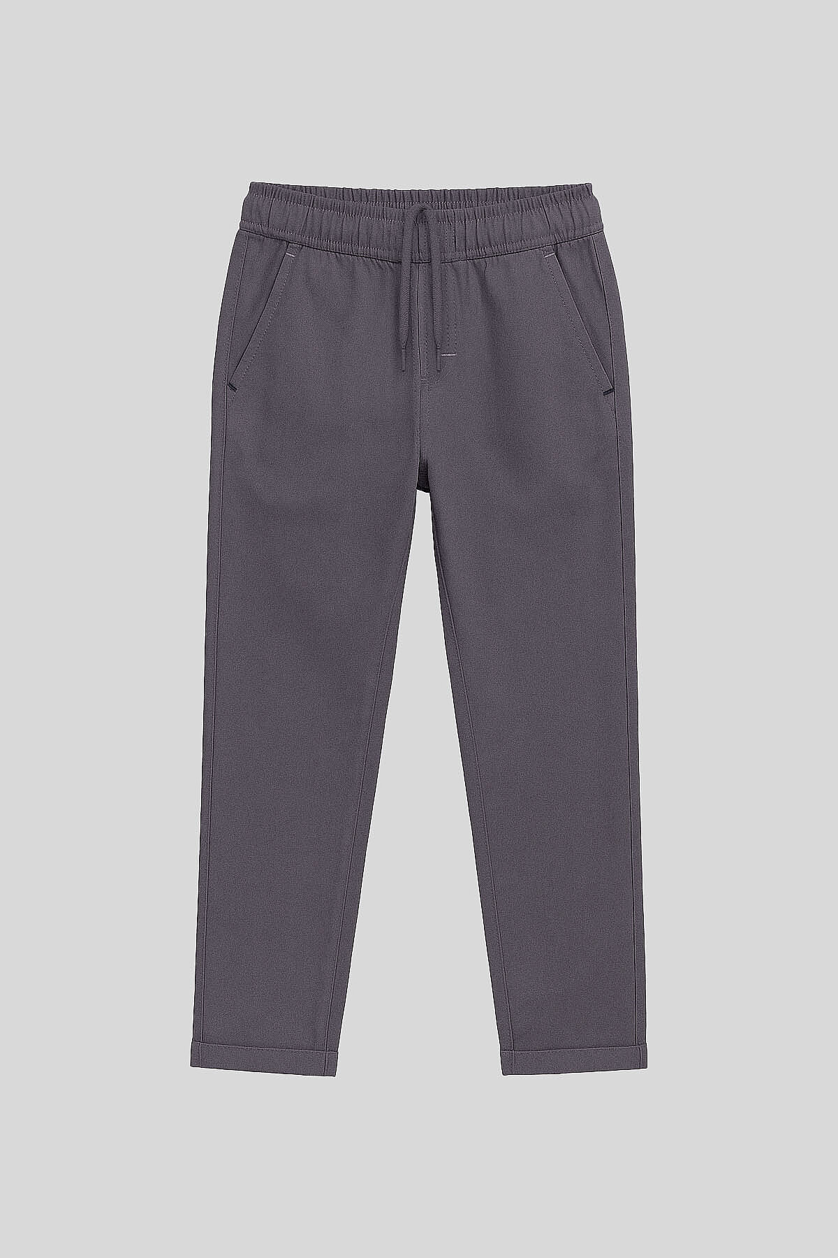 Gri Standart Fit Dokuma Hafif Esnek Chino Erkek Çocuk Pantolon - 11272 - TOMMYLIFE (1)