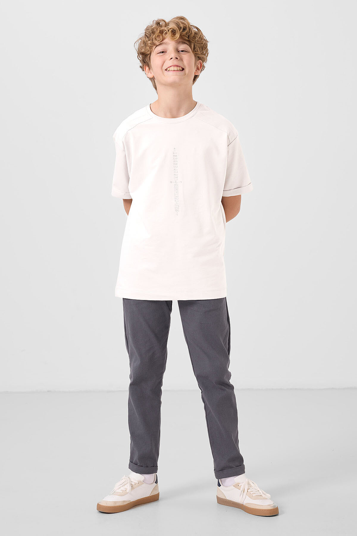 Gri Standart Fit Dokuma Hafif Esnek Chino Erkek Çocuk Pantolon - 11272 - TOMMYLIFE