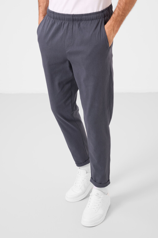 Gri Standart Fit Dokuma Hafif Esnek Chino Erkek Pantolon - 82178 - 5