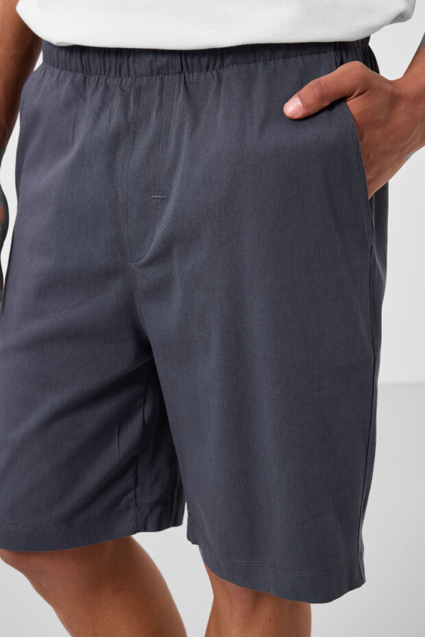 Gri Standart Fit Dokuma Hafif Esnek Chino Erkek Şort - 81291 - 5