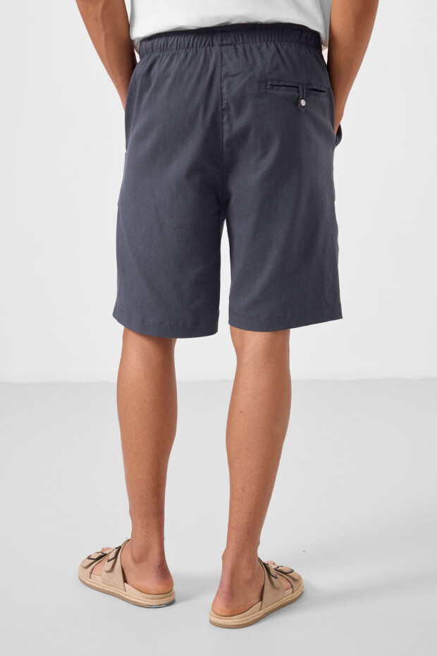 Gri Standart Fit Dokuma Hafif Esnek Chino Erkek Şort - 81291 - 7