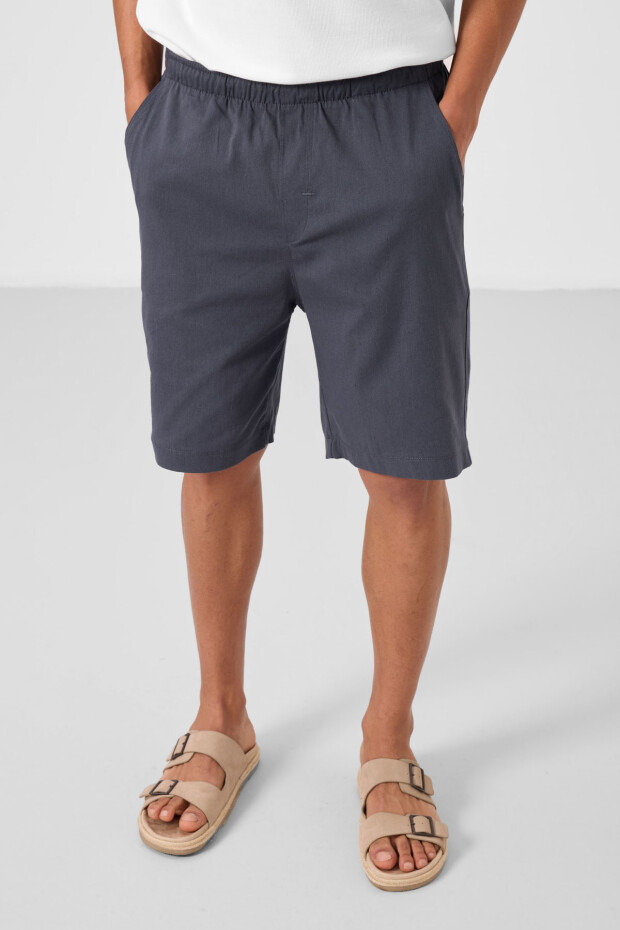 Gri Standart Fit Dokuma Hafif Esnek Chino Erkek Şort - 81291 - 2