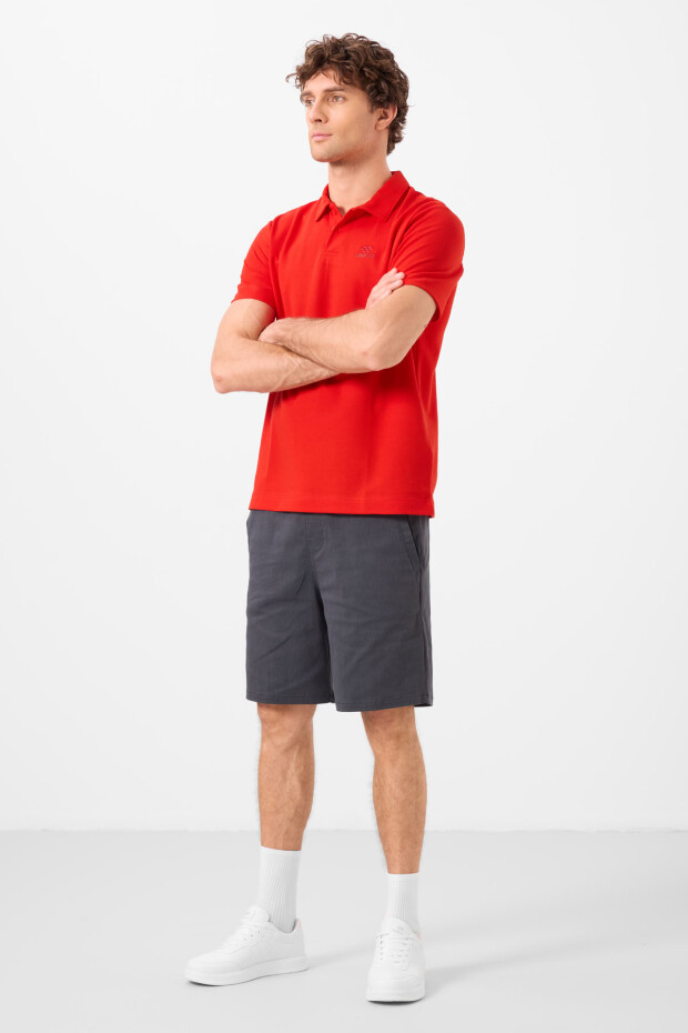 Gri Standart Fit Dokuma Hafif Esnek Chino Erkek Şort - 81292 - 4